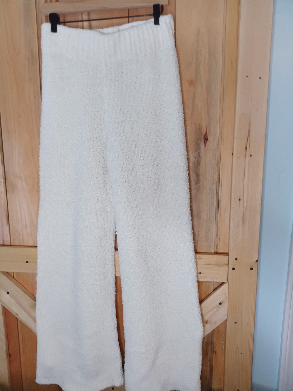 Skims Cream Teddy Bear Fleece Pants Wide Leg High Rise Large/Xl